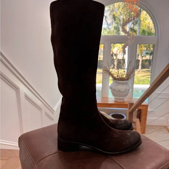 PRADA Brown Suede Knee-High Boots - Picture 3 of 8